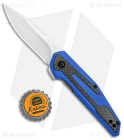 Kershaw Anso Fraxion Liner Lock Knife CF/Blue G-10 (2.75" Satin) 1160BLU -Kershaw Shop Kershaw Anso Fraxion LL CF Blue G 10 1160BLU BHQ 79684 jr bottlecap