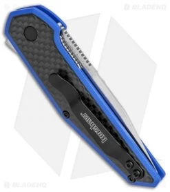 Kershaw Anso Fraxion Liner Lock Knife CF/Blue G-10 (2.75" Satin) 1160BLU -Kershaw Shop Kershaw Anso Fraxion LL CF Blue G 10 1160BLU BHQ 79684 jr side