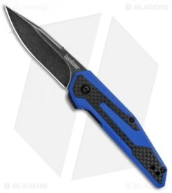 Kershaw Anso Fraxion Liner Lock Knife CF/Blue G-10 (2.75" Black SW) 1160BLUBW