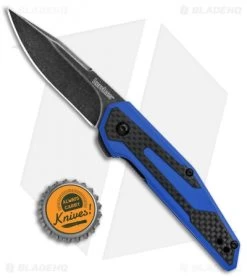 Kershaw Anso Fraxion Liner Lock Knife CF/Blue G-10 (2.75" Black SW) 1160BLUBW -Kershaw Shop Kershaw Anso Fraxion LL CF Blue G 10 Black SW 1160BLUBW BHQ 79685 jr bottlecap