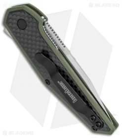Kershaw Anso Fraxion Liner Lock Knife CF/OD Green G-10 (2.75" Satin) 1160OL -Kershaw Shop Kershaw Anso Fraxion LL CF Green G 10 1160OL BHQ 79686 jr side