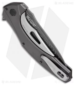 Kershaw Bareknuckle Sub Frame Lock Knife Gray Al (3.5" Damascus) 7777DAM -Kershaw Shop Kershaw Bareknuckle Sub FL Gray Al Damascus 7777DAM BHQ 103079 jr side