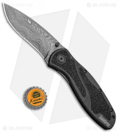 Kershaw Blur Assisted Opening Knife Black Aluminum (3.375" Damascus) 1670BLKDAM 4 Kershaw Blur Assisted Opening Knife Black Aluminum (3.375" Damascus) 1670BLKDAM - Image 4