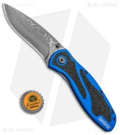 Kershaw Blur Assisted Opening Knife Blue Aluminum (3.375" Damascus) 1670NBDAM 8 Kershaw Blur Assisted Opening Knife Blue Aluminum (3.375" Damascus) 1670NBDAM -Kershaw Shop Kershaw Blur Assisted Opening Knife Blue Aluminum Damascus 1670NBDAM BHQ 107880 kp bottlecap jr