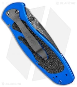 Kershaw Blur Assisted Opening Knife Blue Aluminum (3.375" Damascus) 1670NBDAM 7 Kershaw Blur Assisted Opening Knife Blue Aluminum (3.375" Damascus) 1670NBDAM -Kershaw Shop Kershaw Blur Assisted Opening Knife Blue Aluminum Damascus 1670NBDAM BHQ 107880 kp side jr
