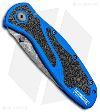 Kershaw Blur Assisted Opening Knife Blue Aluminum (3.375" Damascus) 1670NBDAM 2 Kershaw Blur Assisted Opening Knife Blue Aluminum (3.375" Damascus) 1670NBDAM - Image 2