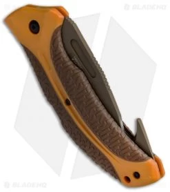 Kershaw Buck Commander Lonerock Folding Guthook Lock Back Knife (3.5" Brown) -Kershaw Shop Kershaw Buck Commander Lonerock Folding Guthook Brown 1898GHORBRNBCX BHQ 51594 jr side