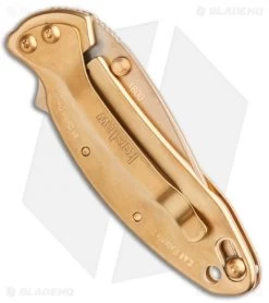 Kershaw Chive Assisted Opening Knife 24K Gold Plated (1.94" Gold) 1600G -Kershaw Shop Kershaw Chive AO 24K Gold Plated KS1600G BHQ 86782 jr side