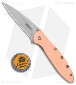 Kershaw Copper Leek Assisted Opening Knife (3" Stonewash) 1660CU -Kershaw Shop Kershaw Copper Leek Assisted Opening SW 1660CU BHQ 105986 jr bottlecap