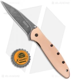 Kershaw Leek Assisted Opening Knife Copper (3" Black SW) 1660CUBW -Kershaw Shop Kershaw Copper Leek Assited Opening Blackwash 1660CUBW BHQ 123691 jr bottlecap