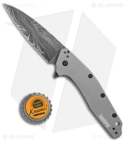 Kershaw Dividend Assisted Opening Knife Gray Aluminum (3" Damascus) 1812GRYDAM -Kershaw Shop Kershaw Dividend Gray Damascus BHQ 74790 er bottlecap