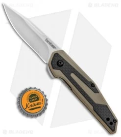 Kershaw Anso Fraxion Liner Lock Knife CF/Tan G-10 (2.75" Stonewash) 1160TAN -Kershaw Shop Kershaw Fraxion LL Tan 1160TAN BHQ 83150 jr bottlecap