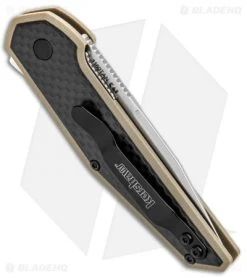 Kershaw Anso Fraxion Liner Lock Knife CF/Tan G-10 (2.75" Stonewash) 1160TAN -Kershaw Shop Kershaw Fraxion LL Tan 1160TAN BHQ 83150 jr side