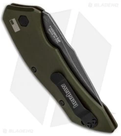 Kershaw Launch 1 Automatic Knife Olive Green Aluminum (3.4" BlackWash) 7100OLBW -Kershaw Shop Kershaw Launch 1 Automatic Olive Green Aluminum BlackWash 7100OLBW BHQ 91250 jr side