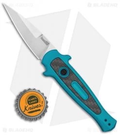 Kershaw Launch 12 Mini Stiletto Automatic Knife Teal (2.5" Stonewash) -Kershaw Shop Kershaw Launch 12 CA Legal Stiletto Auto Teal SW KER7125TEALSW BHQ 115102 jr bottlecap
