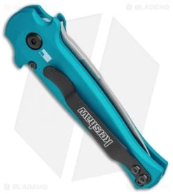 Kershaw Launch 12 Mini Stiletto Automatic Knife Teal (2.5" Stonewash) -Kershaw Shop Kershaw Launch 12 CA Legal Stiletto Auto Teal SW KER7125TEALSW BHQ 115102 jr side