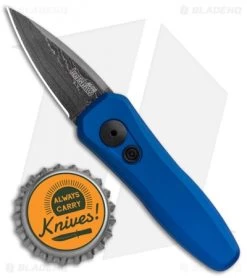 Kershaw Launch 4 CA Legal Automatic Knife Blue (1.9" Damascus) BHQ Exclusive -Kershaw Shop Kershaw Launch 4 CA Legal Auto Blue Damascus 7500BLUDAM BHQ 91856 jr bottlecap
