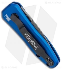 Kershaw Launch 4 CA Legal Automatic Knife Blue (1.9" Damascus) BHQ Exclusive -Kershaw Shop Kershaw Launch 4 CA Legal Auto Blue Damascus 7500BLUDAM BHQ 91856 jr side