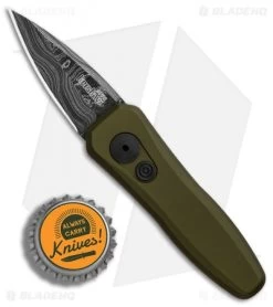 Kershaw Launch 4 CA Legal Automatic Knife OD Green (1.9" Damascus) BHQ Exclusive -Kershaw Shop Kershaw Launch 4 CA Legal OD Green Damascus BHQ 91063 er bottlecap