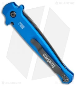 Kershaw Launch 8 Stiletto Automatic Knife Blue/CF (3.5" Stonewash) -Kershaw Shop Kershaw Launch 8 Stiletto Auto Blue CF Black BHQ 111460 jr side