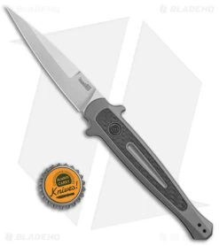 Kershaw Launch 8 Stiletto Automatic Knife Gray/CF (3.5" Stonewash) 7150 -Kershaw Shop Kershaw Launch 8 Stiletto Auto Gray CF SW BHQ 94067 jr bottlecap