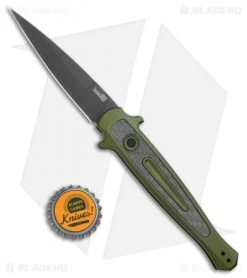 Kershaw Launch 8 Stiletto Automatic Knife Green/CF (3.5" Black) -Kershaw Shop Kershaw Launch 8 Stiletto Auto Green CF Black KER7150OLBLK BHQ 109602 jr bottlecap