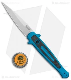 Kershaw Launch 8 Stiletto Automatic Knife Teal/CF (3.5" Stonewash) -Kershaw Shop Kershaw Launch 8 Stiletto Auto Teal CF SW KER7150TEALSW BHQ 105834 jr bottlecap