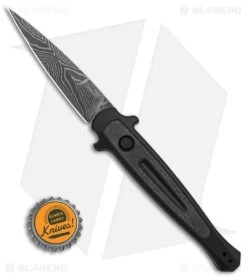 Kershaw Launch 8 Stiletto Automatic Knife Black/CF (3.6" Damascus) -Kershaw Shop Kershaw Launch 8 Stiletto Automatic Knife Black CF 3in Damascus BHQ 145172 td size