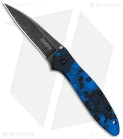 Kershaw Leek Spring Assisted Knife A/O Digital Blue (3" Black SW) 1660DBLU