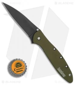 Kershaw Leek Assisted Opening Knife OD Green (3" Black ) 1660OLBLK -Kershaw Shop Kershaw Leek OD Green black BHQ 79637 er bottlecap