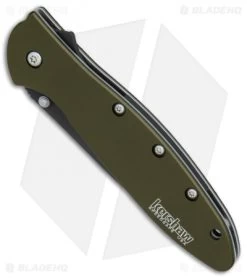 Kershaw Leek Assisted Opening Knife OD Green (3" Black ) 1660OLBLK -Kershaw Shop Kershaw Leek OD Green black BHQ 79637 er spine