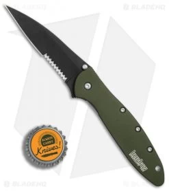 Kershaw Leek Assisted Opening Knife OD Green (3" Black Serr) 1660OLBLKST 10 Kershaw Leek Assisted Opening Knife OD Green (3" Black Serr) 1660OLBLKST -Kershaw Shop Kershaw Leek OD Green black serr BHQ 77342 er bottlecap 2