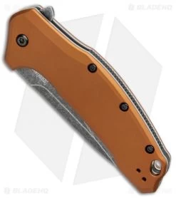 Kershaw Link Drop Point Knife Flat Dark Earth Aluminum (3.25" BlackWash) 6 Kershaw Link Drop Point Knife Flat Dark Earth Aluminum (3.25" BlackWash) -Kershaw Shop Kershaw Link Assisted SW Plain FDE Handle 1776BRZBW BHQ 85193 jr side