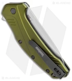 Kershaw Link 20CV Drop Point Knife Olive Al (3.25" Stonewash) 1776OLSW -Kershaw Shop Kershaw Link DP Olive Aluminum SW 1776OLSW BHQ 105987 jr side 2