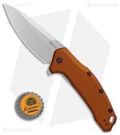 Kershaw Link Drop Point Knife Flat Dark Earth Aluminum (3.25" Stonewash) -Kershaw Shop Kershaw Link Drop Flat Dark Earth Aluminum SW BHQ 85194 er bottlecap