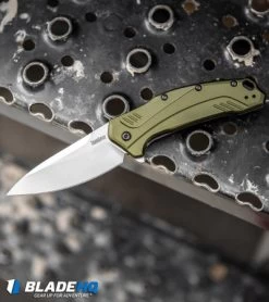 Kershaw Link 20CV Drop Point Knife Olive Al (3.25" Stonewash) 1776OLSW -Kershaw Shop Kershaw Link Drop Point Knife Olive Aluminum Stonewash 20CV 1776OLSW BHQ 105987 kp step web
