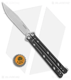 Kershaw Lucha Balisong Butterfly Knife Black (4.5" Stonewash) 5150BLK -Kershaw Shop Kershaw Lucha Balisong Butterfly Black SW BHQ 117073 jr bottlecap
