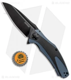 Kershaw Natrix XL Sub-Frame Lock Knife Blue G-10/CF (3.75" Black) 7008CFBLK -Kershaw Shop Kershaw Natrix Sub FL Carbo Blue CF KS7008CFBLK BHQ 92438 jr bottlecap