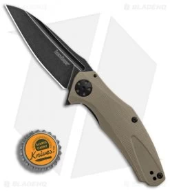 Kershaw Natrix Sub-Frame Lock Knife Tan G-10 (3.25" Black Stonewash) 7007TANBW -Kershaw Shop Kershaw Natrix Tan G10 Black SW BHQ 87958 er bottlecap