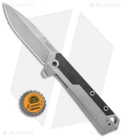 Kershaw Oblivion Assisted Opening Flipper Knife Black GFN (3.5" Stonewash) 3860 -Kershaw Shop Kershaw Oblivion Assisted Opening Flipper black GFN SW 3860 BHQ 94079 jr bottlecap
