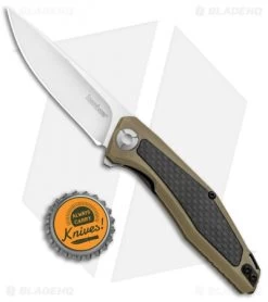 Kershaw Sinkevich Atmos Liner Lock Knife Tan G-10/Carbon Fiber (3" Satin) -Kershaw Shop Kershaw Sinkevich Atomost LL Tan G 10 CF Satin KS4037TAN BHQ 90132 jr bottlecap