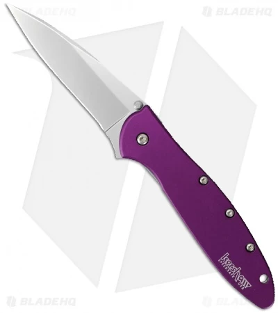 Kershaw Leek Assisted Opening Knife Purple (3" Bead Blast) 1660PUR 1 Kershaw Leek Assisted Opening Knife Purple (3" Bead Blast) 1660PUR